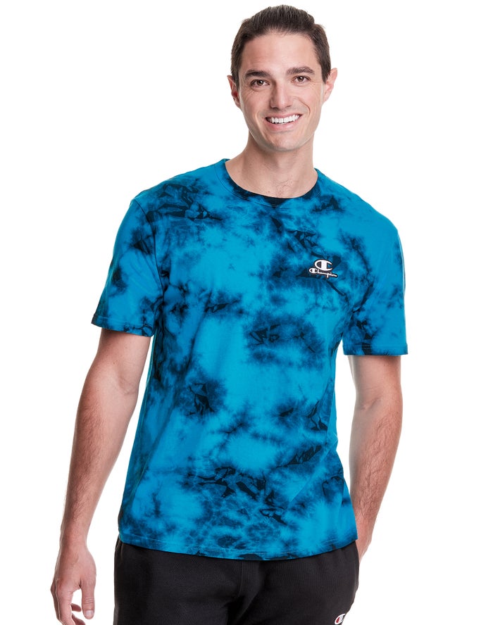 Camiseta Champion Hombre - Galaxy Dye Embroidered C Logo & Script Applique ( Azules/Negras ) 1529870